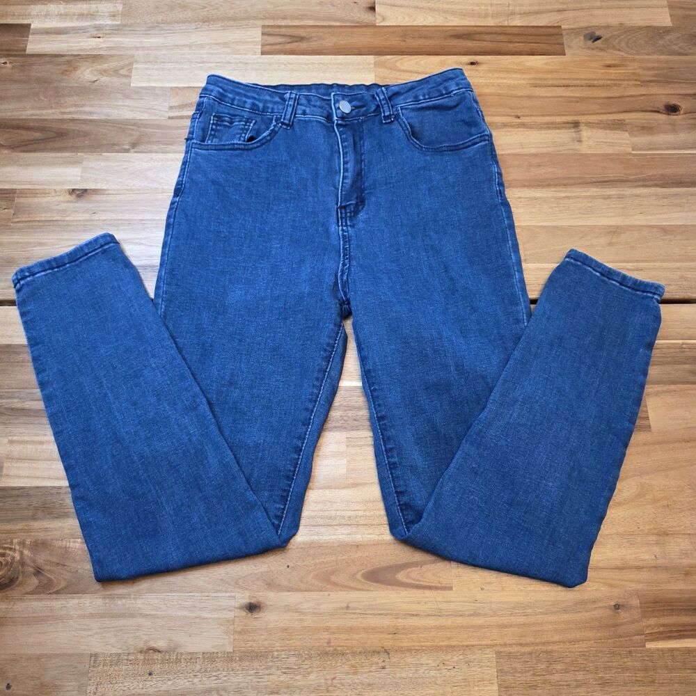 SHEIN High Rise Skinny Jeans Womenβs Size M Medium Wash Blue Denim 5-Pocket